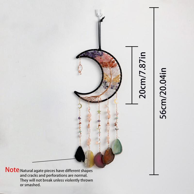 Moon & Star Design Hangable Dream Catcher for Room Decor, 1 Count Artificial Crystal Decorative Decoration, Hanging Adornment for Home Living Room Bedroom Decor Gifts, Home Decor Ideas