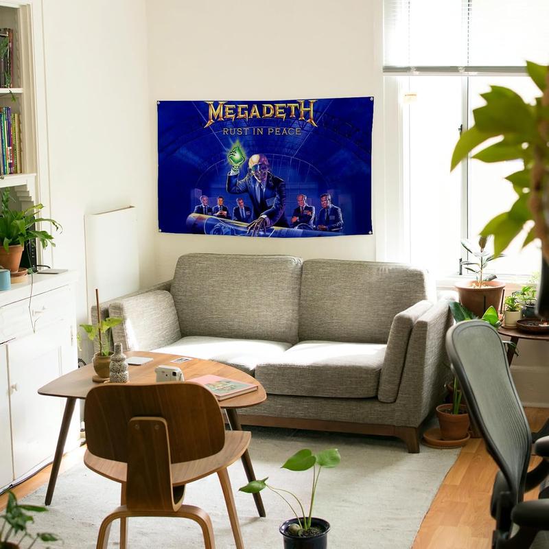 Megadeth Rust in Peace Poster Funny Flag Music Tapestry Aesthetic Decorative Durable Man Cave Wall tapestry Suitable For Indoor And Outdoor Decorate for College Dorm Room ,Outdoor,Parties gifts,