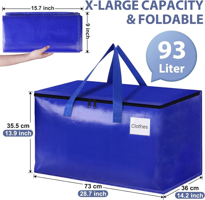 Extra Large Moving Bags with Zippers & Carrying Handles, Heavy-Duty Storage Tote for Space Saving Moving Storage Organiser