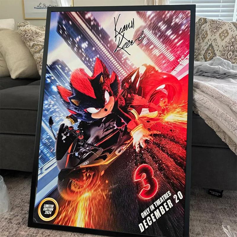 The Sonic Movies 3 2024 Keanu Reeves Sign Reprint Poster