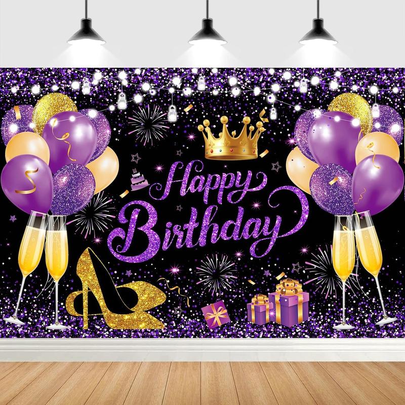 180x120 cm Glitter Gold Black Happy Birthday Backdrops Cloth 71x47 in. Black Golden Birthday Photography Background Happy Birthday Sign Wall Banner Birthday Celebration Decoration for Men Women