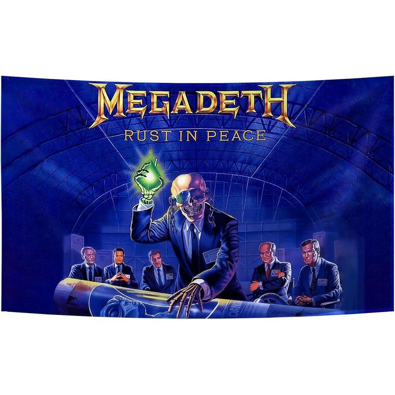 Megadeth Rust in Peace Poster Funny Flag Music Tapestry Aesthetic Decorative Durable Man Cave Wall tapestry Suitable For Indoor And Outdoor Decorate for College Dorm Room ,Outdoor,Parties gifts,