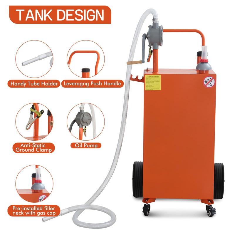 GARVEE 40 Gallon Portable Fuel Transfer Storage Tank: Versatile Gas Caddy for Diesel, Kerosene - Ideal for Boats, ATVs, Cars, Motorcycles - Durable, Convenient Fuel Storage Solution in Orange