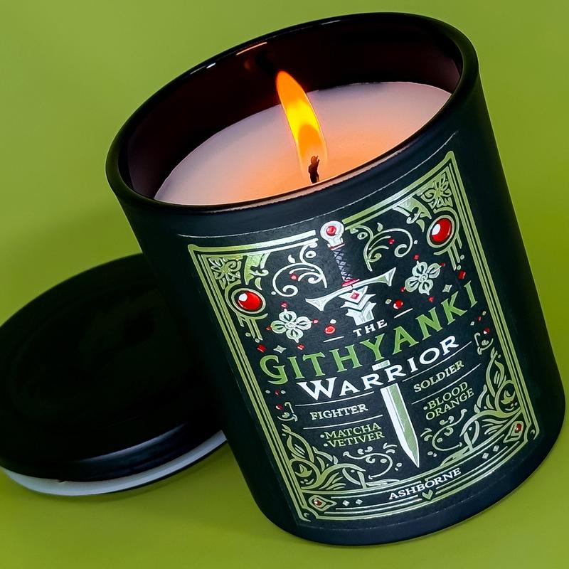 The Githyanki Warrior - 8oz Scented Candle - Matcha, Vetiver, Blood Orange - Natural Coconut Wax - 35 h Burn Time - Premium Foil Label