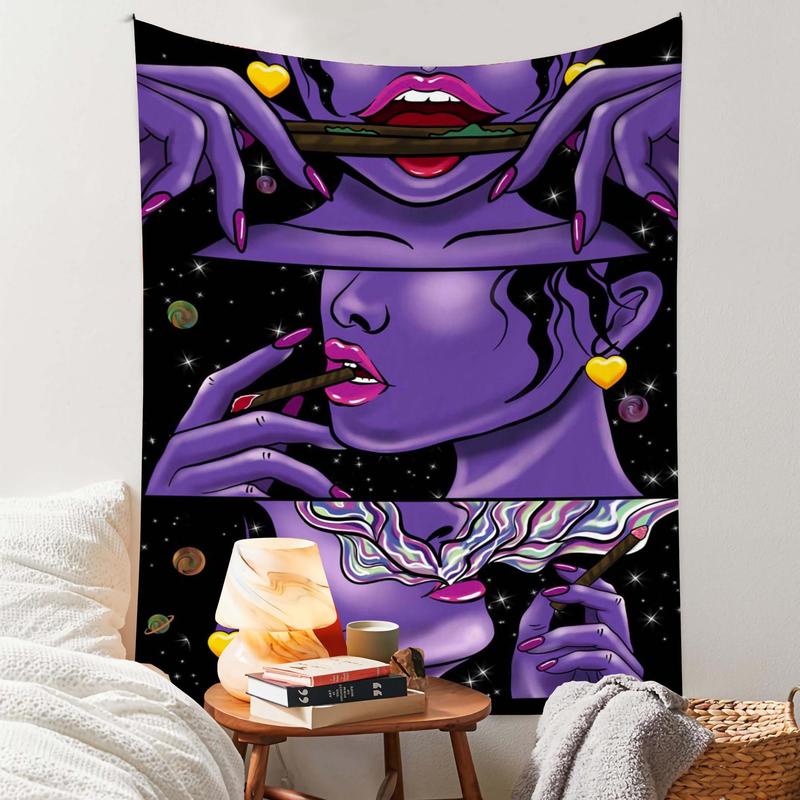 Cool Girl Pattern Tapestry, 1 Count Wall Hanging Decorative Tapestry, Decorative Hanging Blanket for Home Living Room Bedroom, Summer Home Decor