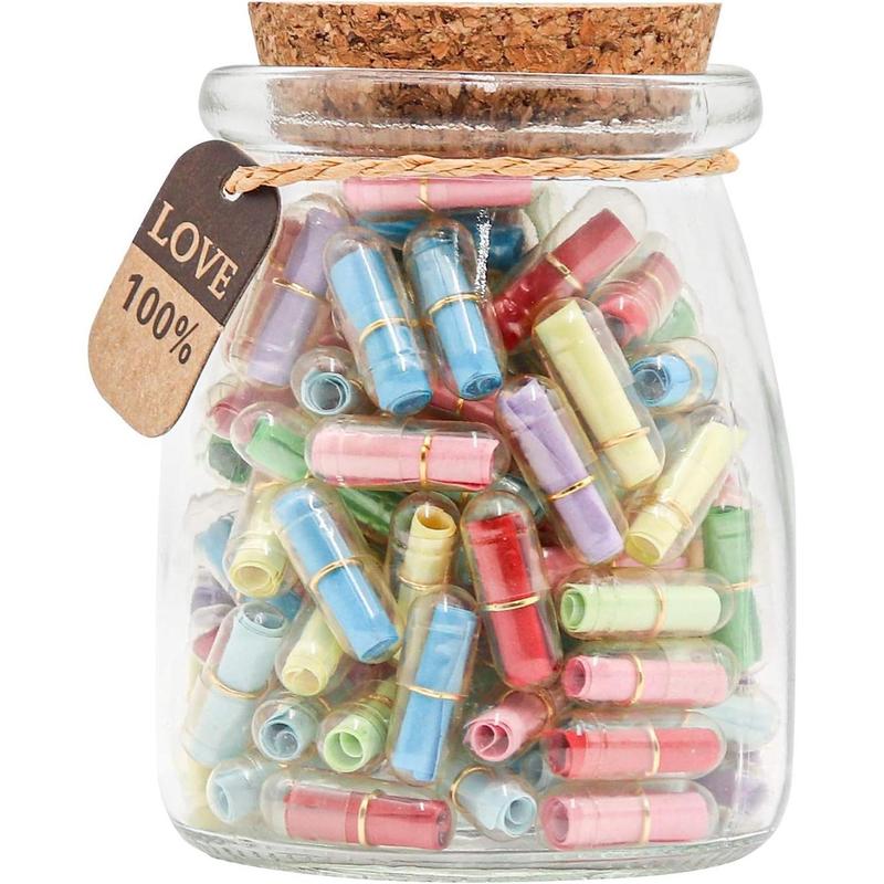 Capsule Letters Message in a Bottle - Cute Things Gifts for Boyfriend Girlfriend - Love Letter for Anniversary, Birthday,Valentines Day, Mother's Day Gift (Mixed Color 100pcs)