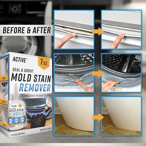 Mold Stain Remover Gel Cleaner Heavy Duty Cleaning Solution for Front Loader Washing Machine Seal, Bathroom Grout, Shower, Caulk (7 fl oz) Household Smooth