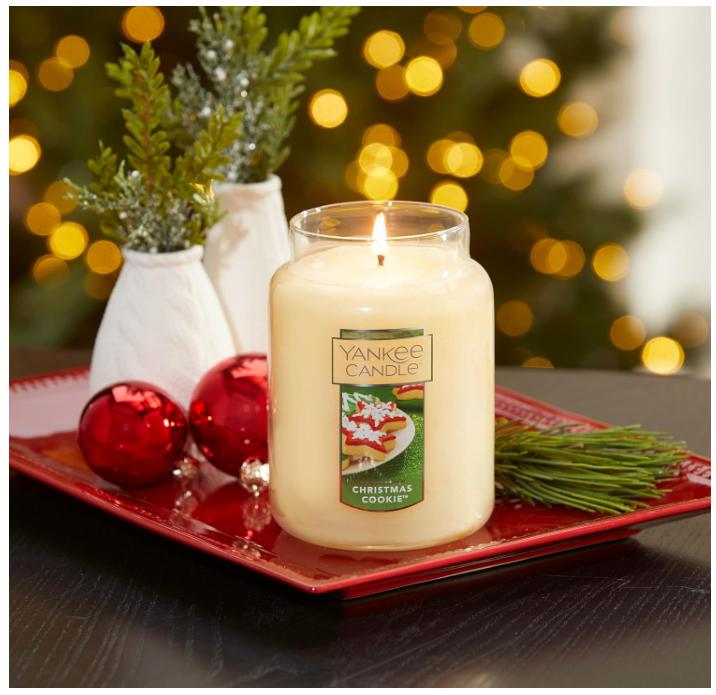 Yankee Candle Christmas Cookie Scented, 22oz Large Jar Single Wick Candle - Over 110 Hours Burn Time - Aroma, Decor