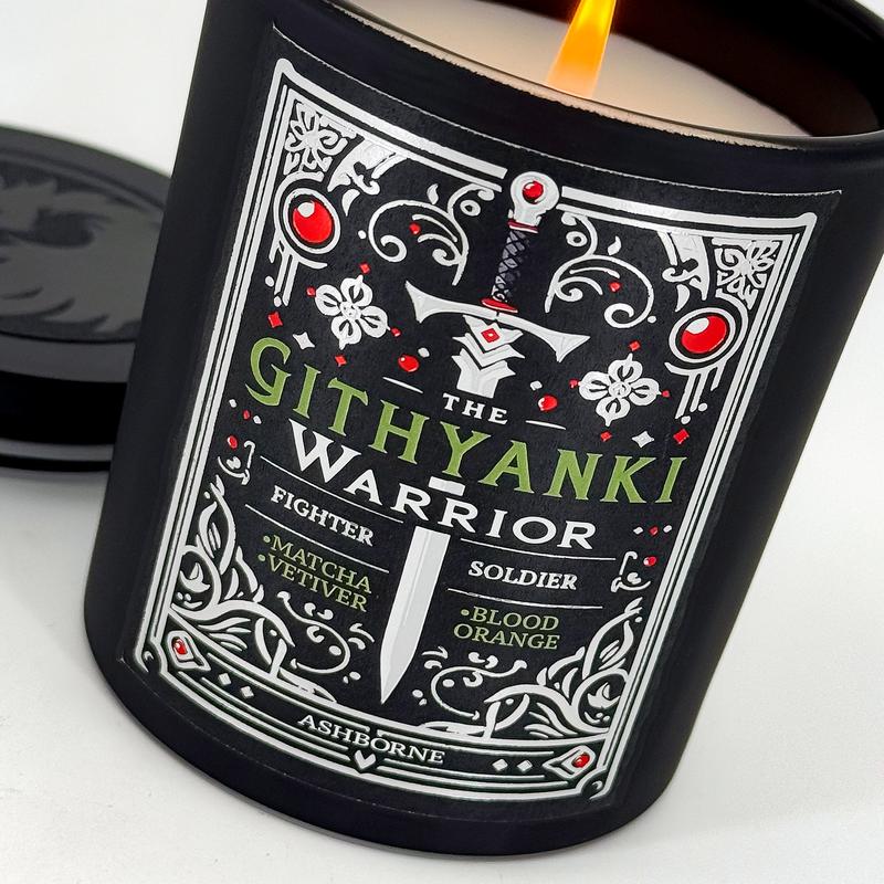 The Githyanki Warrior - 8oz Scented Candle - Matcha, Vetiver, Blood Orange - Natural Coconut Wax - 35 h Burn Time - Premium Foil Label