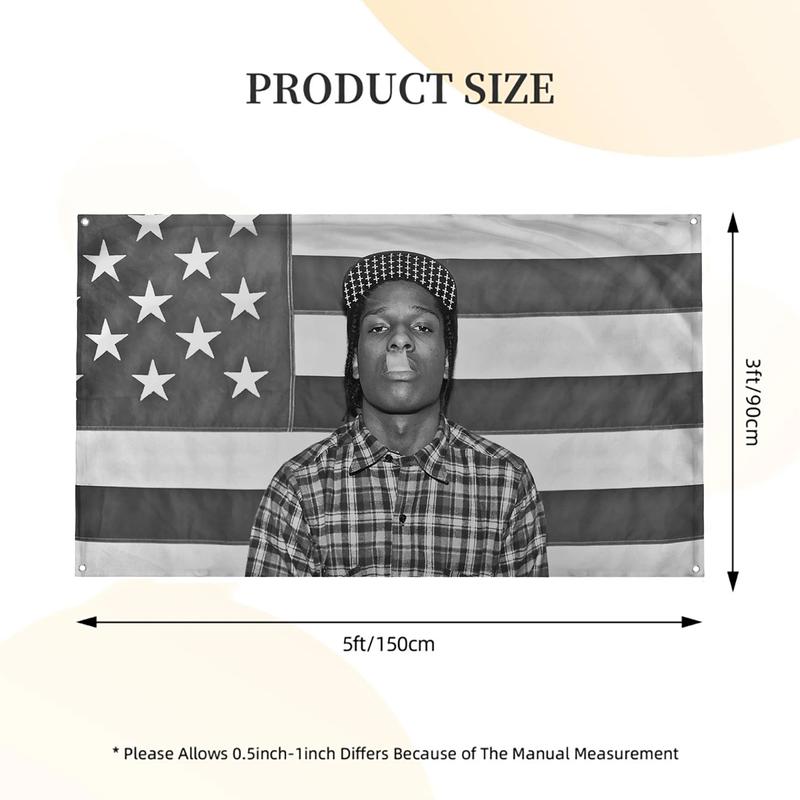 A$AP Mob Rocky American Flag Rap Rapper Tapestry Art Print Wall Hanging for Living Room Bedroom College Dorm Men Cave Decor Banner