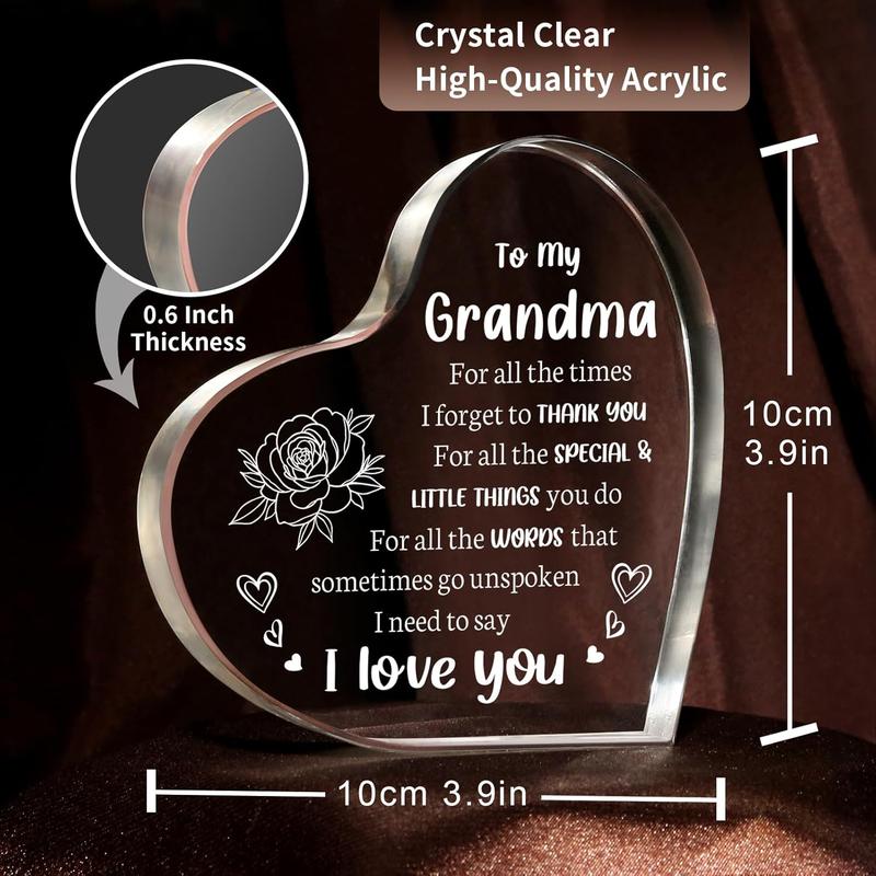 Gifts for Grandma, Grandma Christmas Gifts - Acrylic Keepsake 3.9x3.9 Inch - Best Grandma Gifts from Grandkids, Valentines Day Birthday Gifts for Grandma Grandmother Gift Ideas