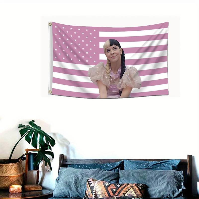 Melanie Martinez Flag Pattern Flag for Room Decor, 1 Count American Flag Pattern Wall Hanging Banner, Wall Decor for Home Living Room Bedroom Dormitory, Home Decor