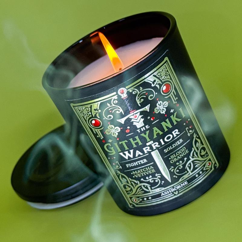 The Githyanki Warrior - 8oz Scented Candle - Matcha, Vetiver, Blood Orange - Natural Coconut Wax - 35 h Burn Time - Premium Foil Label