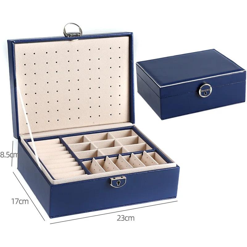 Large Capacity Jewelry Box Rings Earrings Display Leather Jewelry Tray Box Necklaces Portable Storage Organizer Gift For Girls