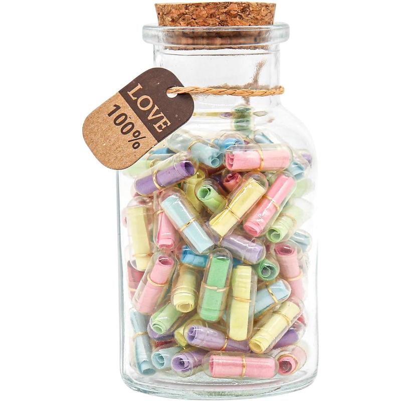 Capsule Letters Message in a Bottle - Cute Things Gifts for Boyfriend Girlfriend - Love Letter for Anniversary, Birthday,Valentines Day, Mother's Day Gift (Mixed Color 100pcs)