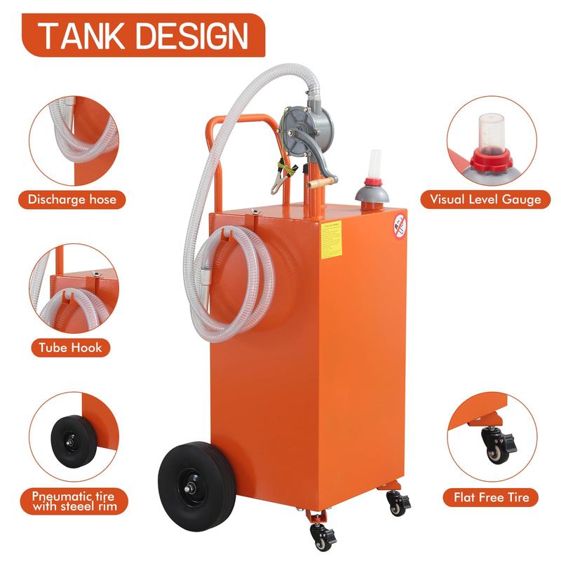 GARVEE 40 Gallon Portable Fuel Transfer Storage Tank: Versatile Gas Caddy for Diesel, Kerosene - Ideal for Boats, ATVs, Cars, Motorcycles - Durable, Convenient Fuel Storage Solution in Orange