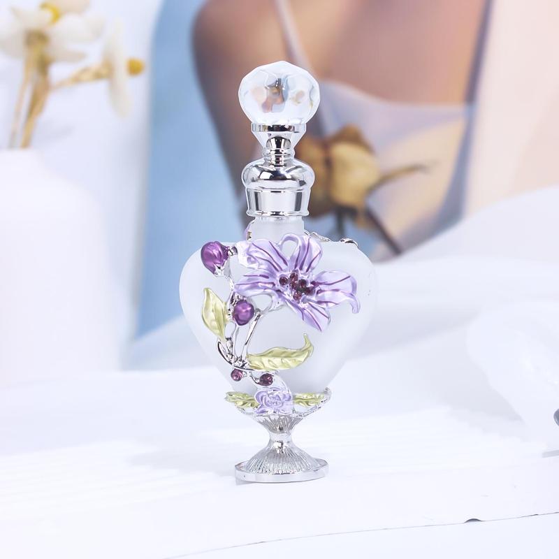 10ml Heart Shaped Orchid Perfume Bottle, 1 Count Refillable Empty Perfume Bottle, Storage Bottle for Essential Oil Perfume Jewelry, Home Decor