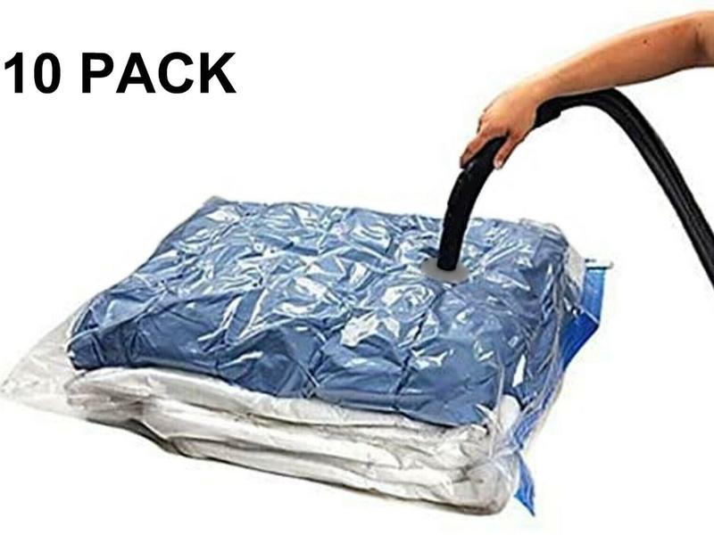 10 PACK XL Space Saver Extra Large Vacuum Seal Storage Bag ZIPLOCK Organizer Bag Bedding Plastic