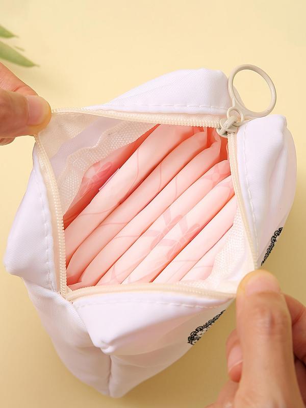 Bow Pattern Portable Sanitary Napkin Storage Bag, Lightweight Tissue Bag for Women's Products, Travel Cosmetics Storage Box