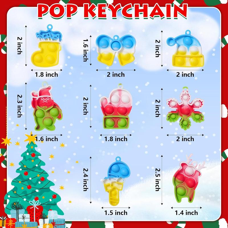 Christmas Party Favors for : Mini Pop Keychain Toys Pack - Bubble Sensory Stocking Stuffers for Boys & Girls -   Classroom Supplies Prizes Gifts - Goodie Bags Box(32PCS