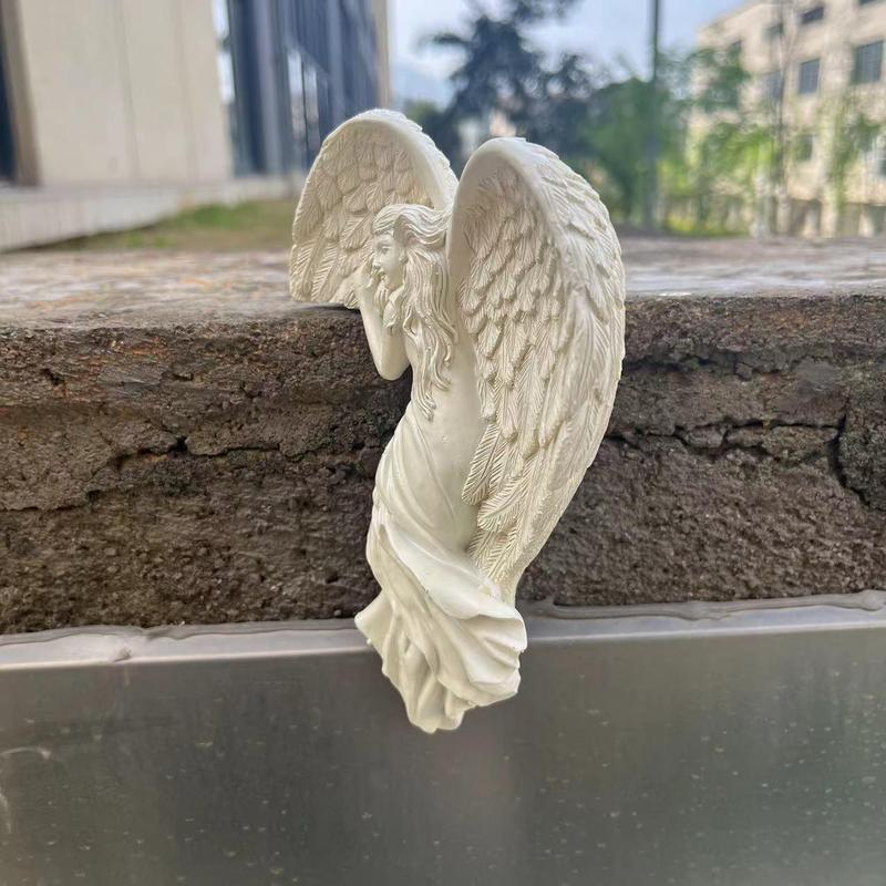 Angel Wing Design Door Hanging Decor, 1 Count Cute Resin Sculpture, Decorative Ornament for Home Lintel Desk Side Bookshelf