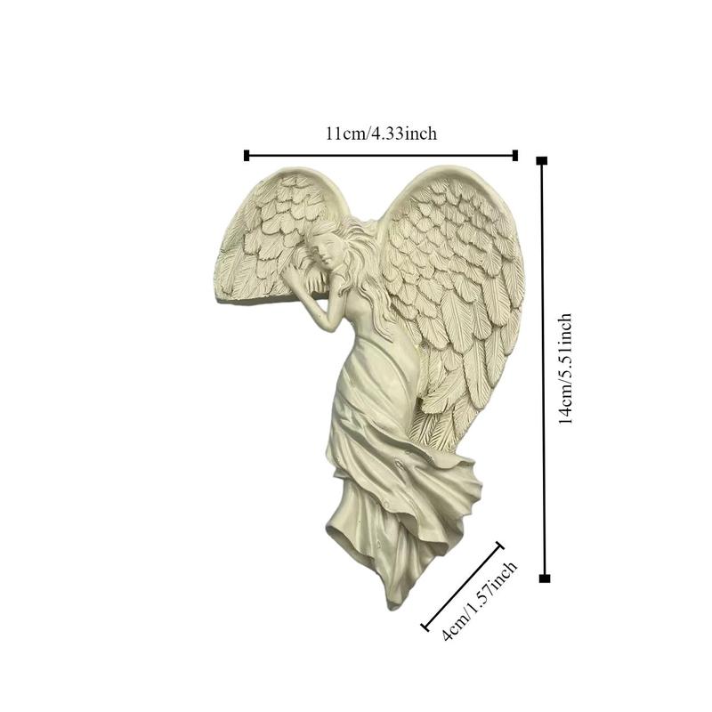 Angel Wing Design Door Hanging Decor, 1 Count Cute Resin Sculpture, Decorative Ornament for Home Lintel Desk Side Bookshelf