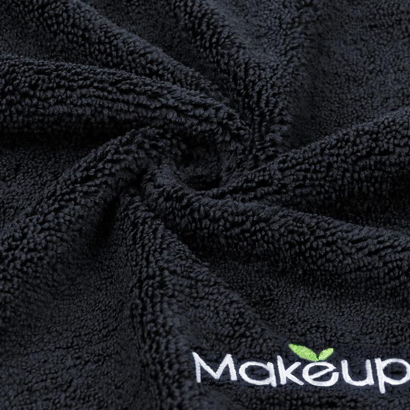 Makeup Remover Wash Cloths - Super Soft & Quick Dry Microfiber Face Towel, Absorbent Washcloths for Cleansing, Fingertip Face Towels for Makeup Removal, 13 x 13 inch, Pack of 6, Black