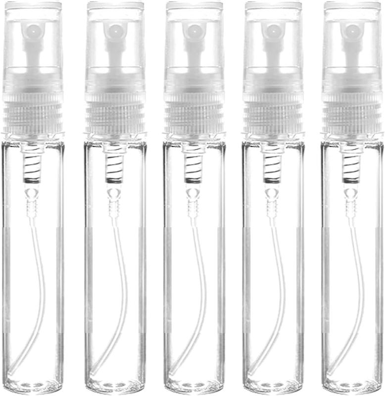 Mini Spray Bottles Perfume Travel Refillable Cologne Atomizer Sample Tiny Small Size Empty Refill Glass Clear 5 ml 5 Pack