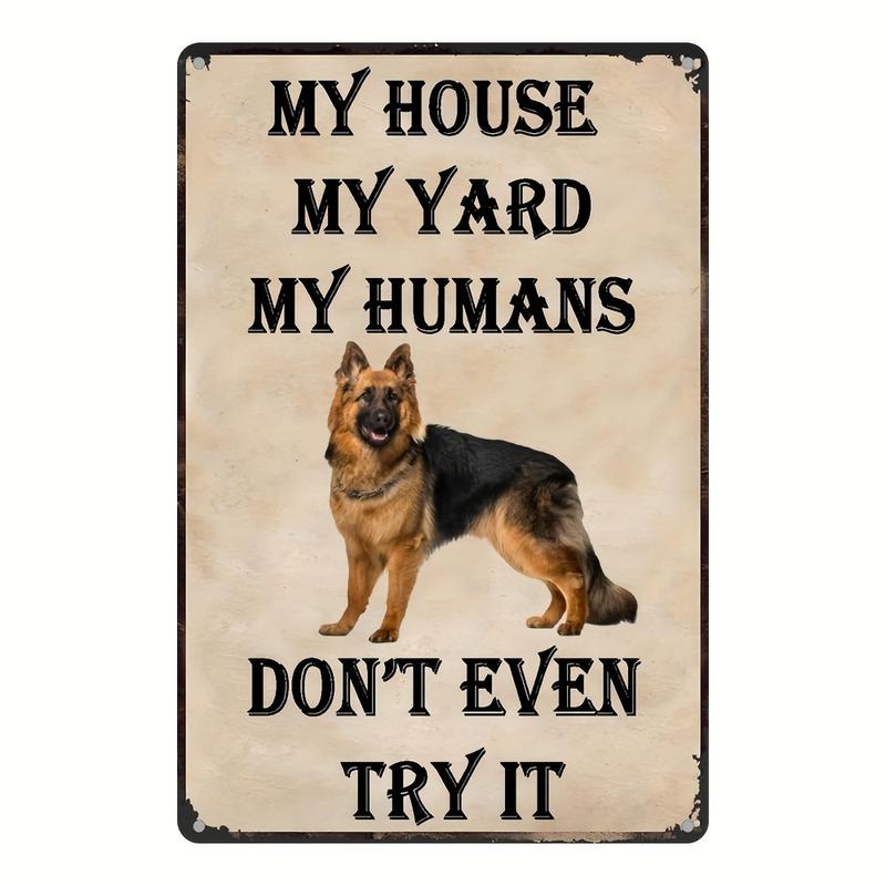 German Shepherd Protective Warning Sign - Aluminum, Waterproof & Weather-Resistant Wall Hanging, Multipurpose Decorative Plaque for Home, Yard, Bar, Cafe - 8x12 inches