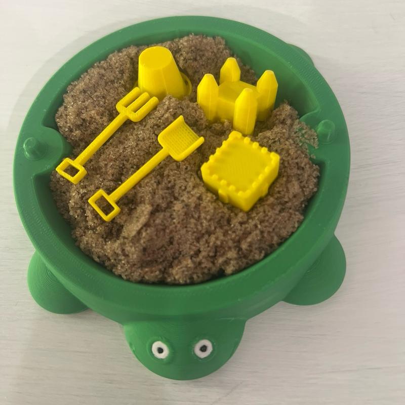 3D Printed Turtle Table Top Sand Box - 5 Inch Round with Accessories tabletop miniatures with eyes Decor animal figurine office desk