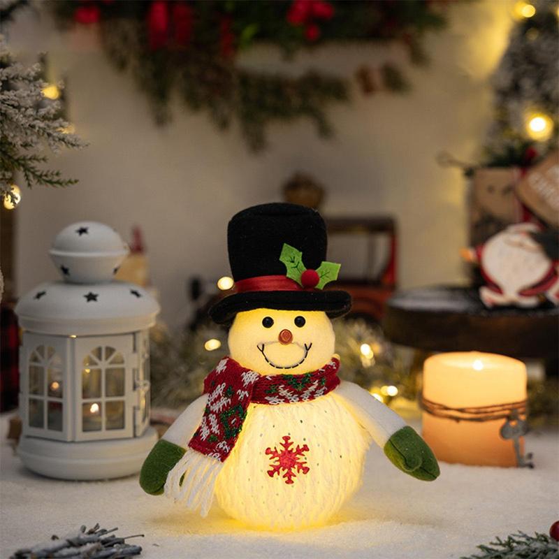 Christmas Snowman Design Glowing Doll, Battery Powered Decorative Light, Decorative Ornament for Home Party Festival, Home Decor Including Batteries