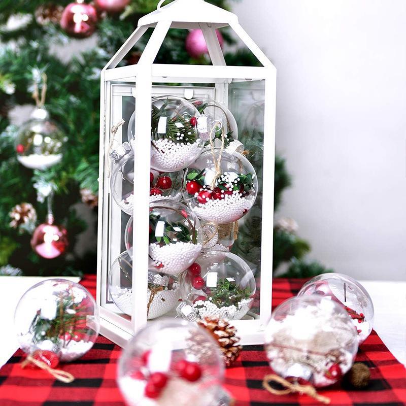 Clear Christmas Ball Ornament, 12pcs box 6cm Christmas Ball Decoration, Christmas Tree Hanging Decoration, Festive & Party Supplies