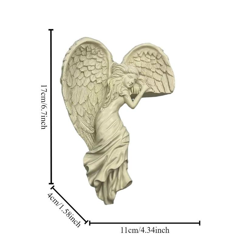 Angel Wing Design Door Hanging Decor, 1 Count Cute Resin Sculpture, Decorative Ornament for Home Lintel Desk Side Bookshelf