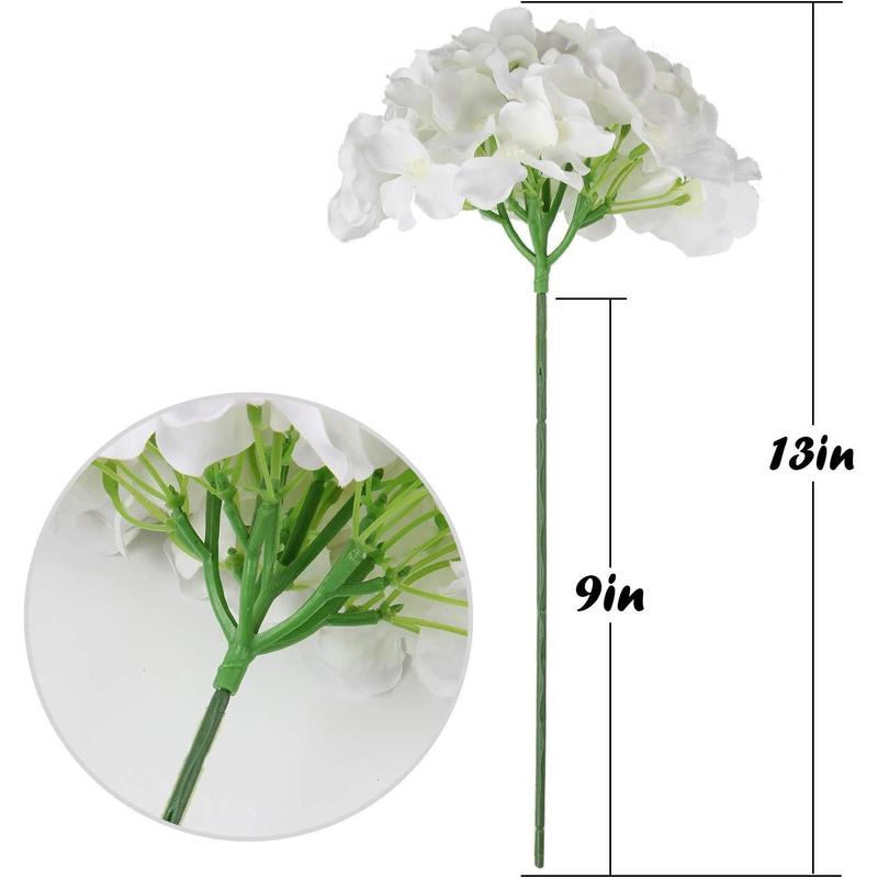 Silk Hydrangea Heads Artificial Flowers Heads with Stems for Home Wedding Decor,Pack of 10 (White)