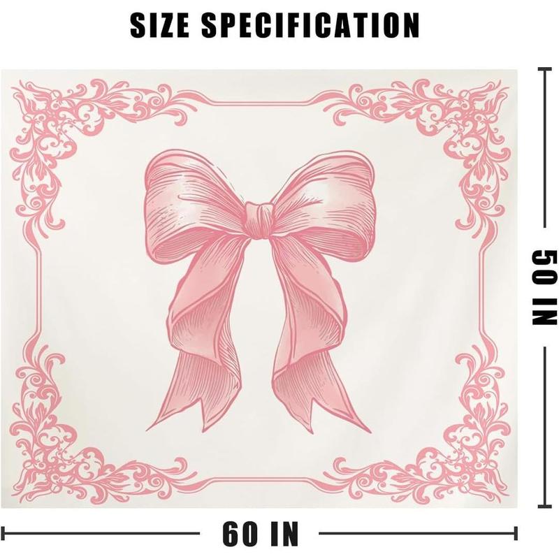 Coquette Pink Bowknot Tapestry Wall Hangin,Home Dorm Bedroom Living Room Decor,Coquette Aesthetic Tapestries,Gifts for Women Teen Girls,50x60 Inches