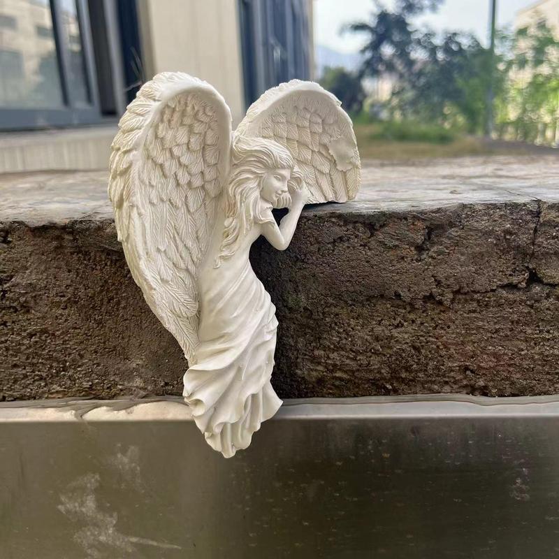 Angel Wing Design Door Hanging Decor, 1 Count Cute Resin Sculpture, Decorative Ornament for Home Lintel Desk Side Bookshelf