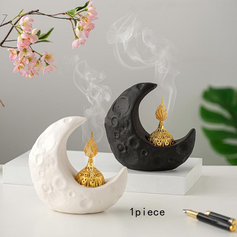 Moon Shaped Incense Burner, Creative Incense Burner Holder, Home Fragrance Holder, Desktop Decor for Home Office, Ramadan Decorations