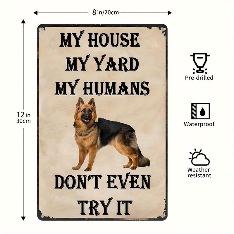 German Shepherd Protective Warning Sign - Aluminum, Waterproof & Weather-Resistant Wall Hanging, Multipurpose Decorative Plaque for Home, Yard, Bar, Cafe - 8x12 inches