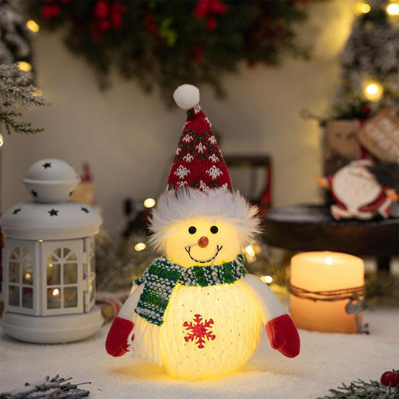 Christmas Snowman Design Glowing Doll, Battery Powered Decorative Light, Decorative Ornament for Home Party Festival, Home Decor Including Batteries