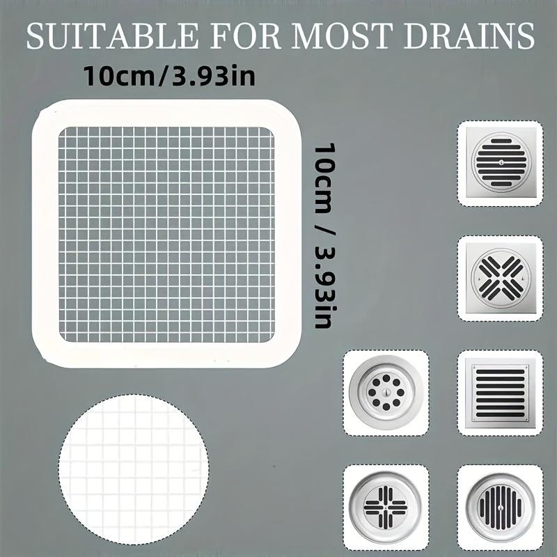 50 Ultra Fine Disposable Shower Sewer Hair Catcher, Premium Hair Stopper Sewer Strainer Covers - Adhesive Mesh Stickers For Floor Sink Strainer Filters, Bathroom Accessories, Shower Sewer Hair Stopper, Easy To Clean And Replace