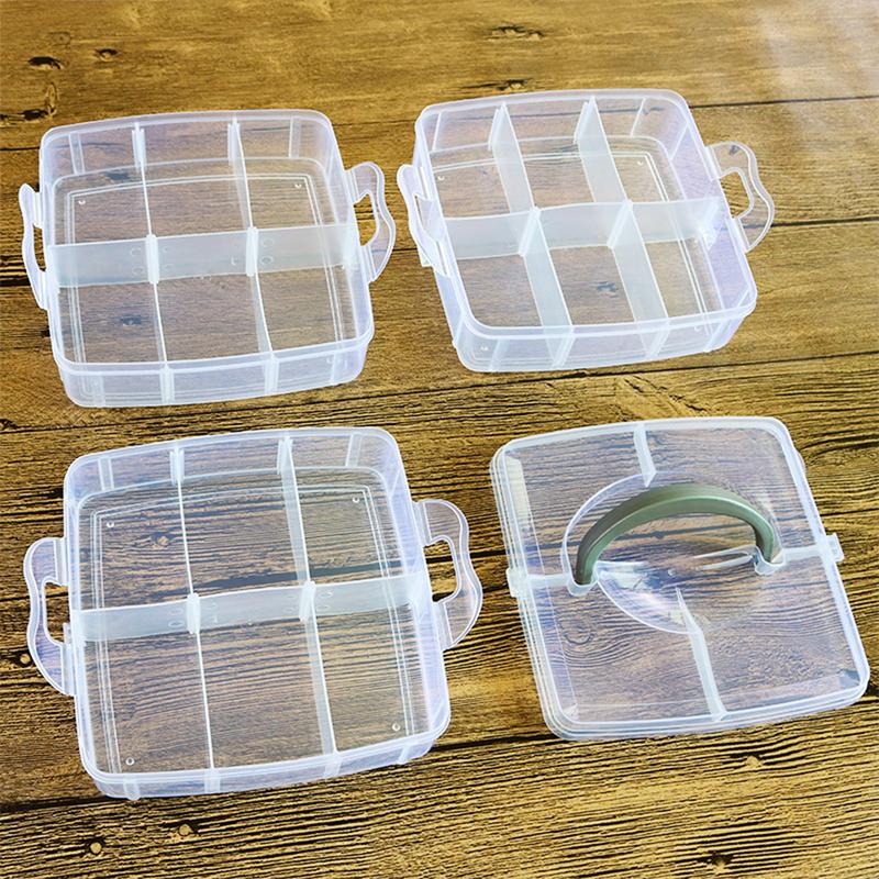 Warkul 3 Layers 18 Compartments Clear Storage Box Container Jewelry Bead Organizer Case Light Plastic Transparent Transparent