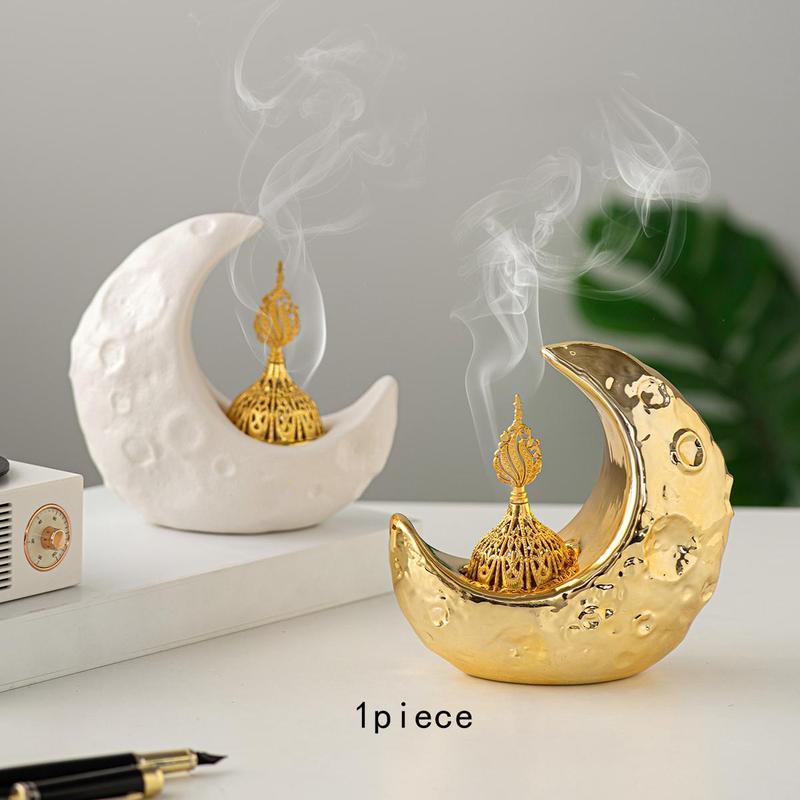 Moon Shaped Incense Burner, Creative Incense Burner Holder, Home Fragrance Holder, Desktop Decor for Home Office, Ramadan Decorations