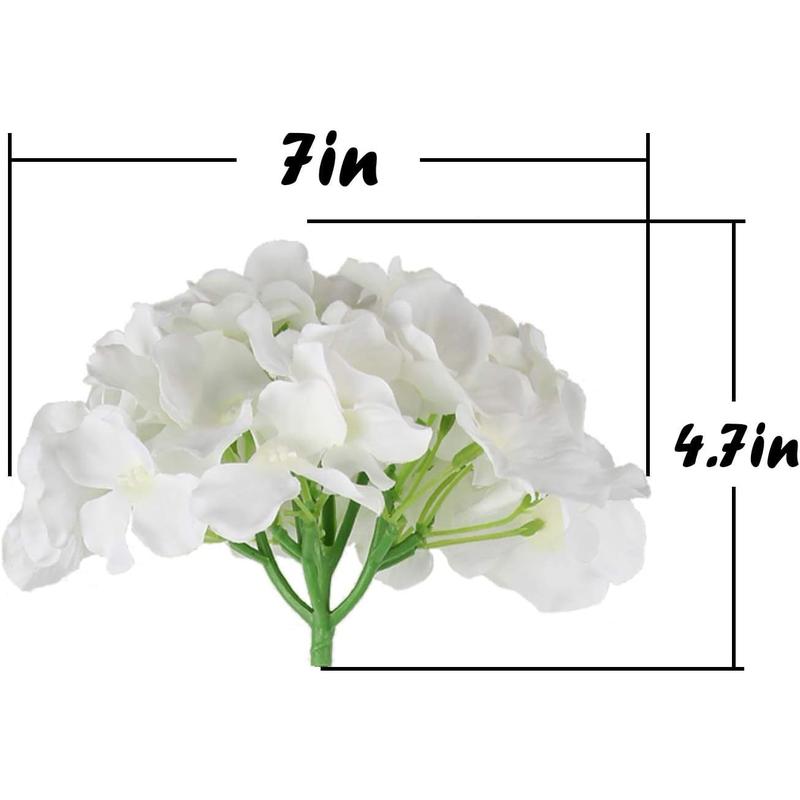 Silk Hydrangea Heads Artificial Flowers Heads with Stems for Home Wedding Decor,Pack of 10 (White)