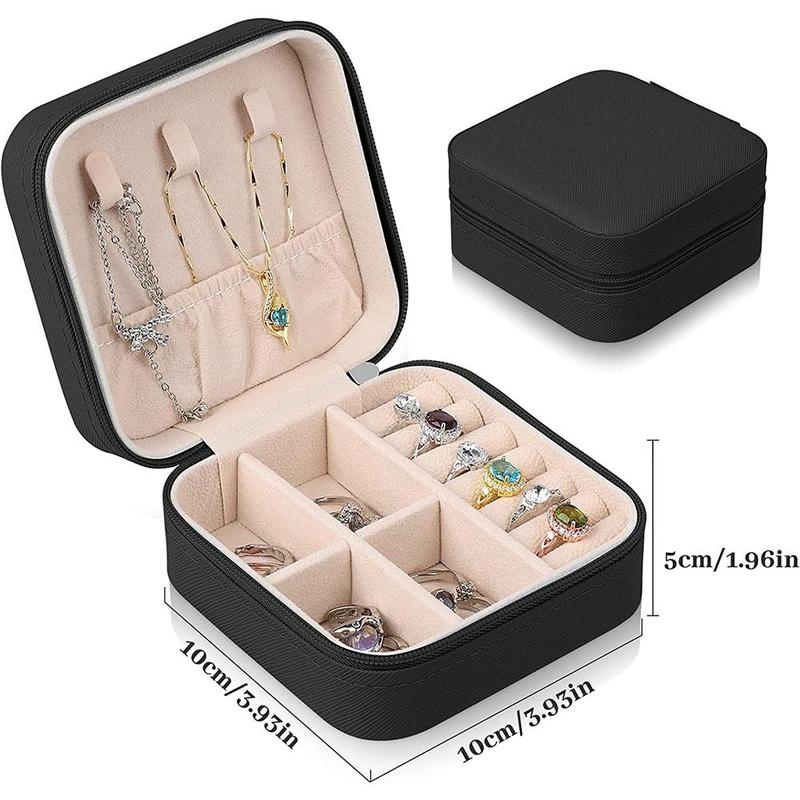 Portable Travel Jewelry Box, 1 Count Multi-grid Jewelry Organizer with Zipper, Home Organizer for Jewelry Ring Earrings Necklace Bracelet