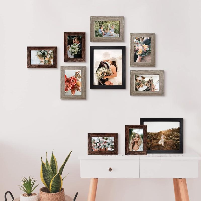 Picture Frame Set 10-Pack, Gallery Wall Frame Collage with 8x10 5x7 4x6 Frames in 3 Different Finishes Decor Photo