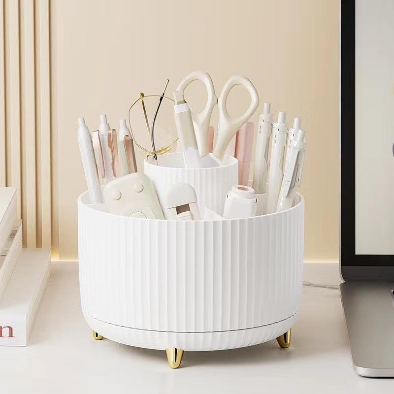 360° Rotatable Makeup Brush Holder, Makeup Brush Storage Box, Desktop Makeup Organizer, Stationery Storage Box for Home Office