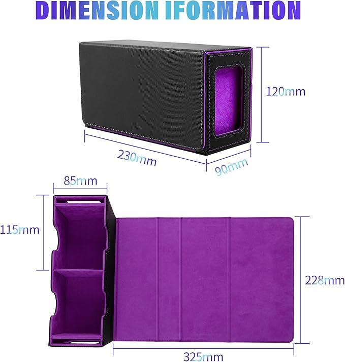TCG Deck Box with 2 Commander Display and Dice Tray-Patented Design, Double Deck Box for 320+ Single Sleeved Cards, Leather Magnetic Card Storage Box Fits for  CCG Magic Cards