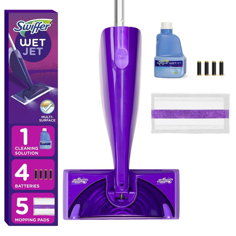 Swiffer WetJet Wood Starter Kit (1 Mop, 5 Pads, 1 Cleaning Solution)