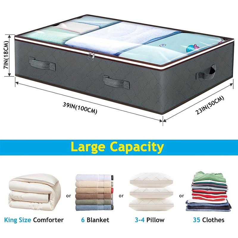 4-Pack under-Bed Storage, 90-Liter Foldable Closet Container Storage Box and under-Bed Storage Box, Storage Bag under-Bed, for Wrapping Paper, Blankets, Towels, Clothes, Quilts, Sweaters, Linen Bed Sheet