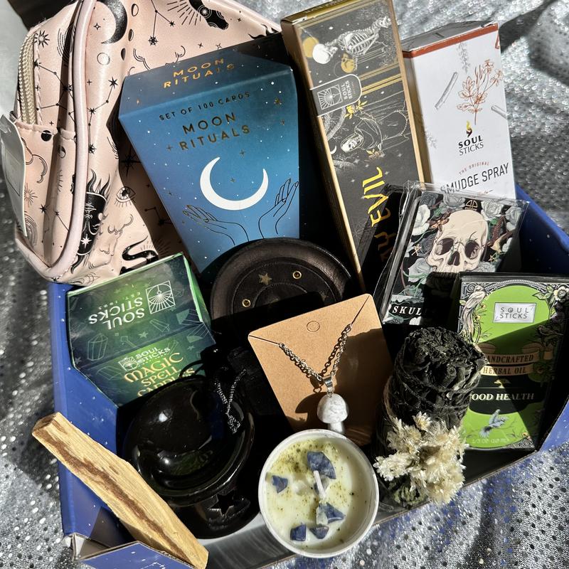 Celestial Witchy Spell Candle, Journal, Accessories, Tarot Cards, Bundle Gift Set